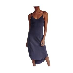 Bella Dahl Midi Slipdress Long Sleeveless Spaghetti Straps Blue Gray Size S